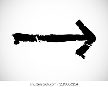 Grunge Dirt Arrow Vector. Dry Brush Stroke . Curved arrow set . sideways. black sign.  element for your design . distressed direction