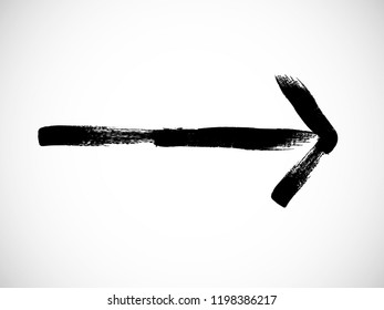 Grunge Dirt Arrow Vector. Dry Brush Stroke . Curved arrow set . sideways. black sign.  element for your design . distressed direction
