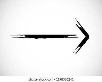 Grunge Dirt Arrow Vector. Dry Brush Stroke . Curved arrow set . sideways. black sign.  element for your design . distressed direction