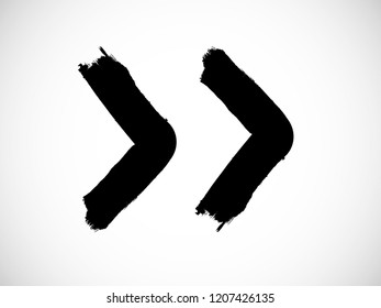 Grunge Dirt Arrow Vector. Dry Brush Stroke . Curved arrow set . sideways. black sign.  element for your design . distressed direction
