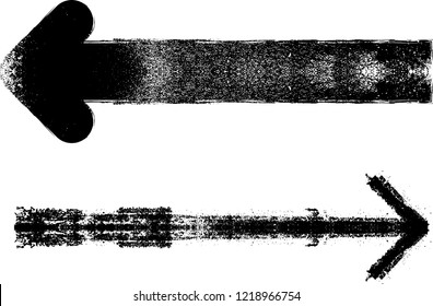 Grunge Dirt Arrow Vector. Dry Brush Stroke .sideways. black sign.  element for your design.distressed direction