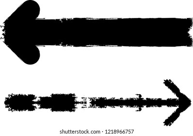 Grunge Dirt Arrow Vector. Dry Brush Stroke .sideways. black sign.  element for your design.distressed direction