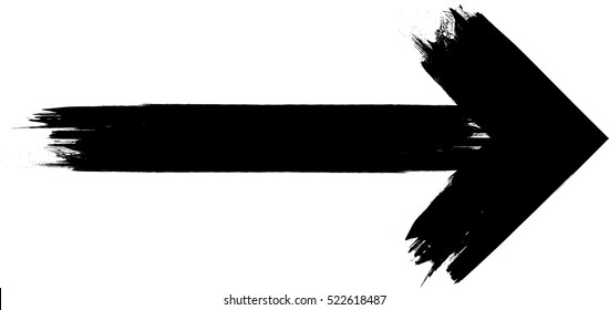 Grunge Dirt Arrow Vector. Dry Brush Stroke .sideways. Black Sign.  Element For Your Design.distressed Direction