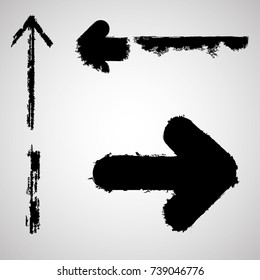 Grunge Dirt Arrow Vector. Dry Brush Stroke .sideways. black sign.  element for your design.distressed direction
