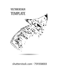 Grunge Dirt Arrow Vector. Dry Brush Stroke 