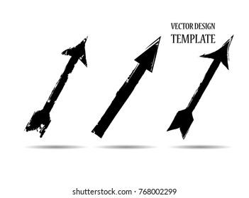Grunge Dirt Arrow Vector. Dry Brush Stroke 