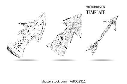 Grunge Dirt Arrow Vector. Dry Brush Stroke 