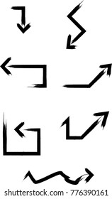 Grunge Dirt Arrow Vector. Dry Brush Stroke . sideways. black sign.  element for your design. distressed direction