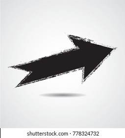 Grunge Dirt Arrow Vector. Dry Brush Stroke . Curved arrow set . sideways. black sign.  element for your design . distressed direction