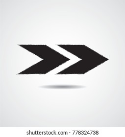 Grunge Dirt Arrow Vector. Dry Brush Stroke . Curved arrow set . sideways. black sign.  element for your design . distressed direction