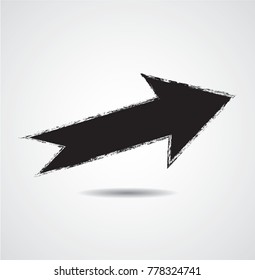 Grunge Dirt Arrow Vector. Dry Brush Stroke . Curved arrow set . sideways. black sign.  element for your design . distressed direction
