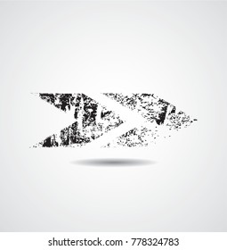 Grunge Dirt Arrow Vector. Dry Brush Stroke . Curved arrow set . sideways. black sign.  element for your design . distressed direction