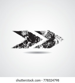 Grunge Dirt Arrow Vector. Dry Brush Stroke . Curved arrow set . sideways. black sign.  element for your design . distressed direction