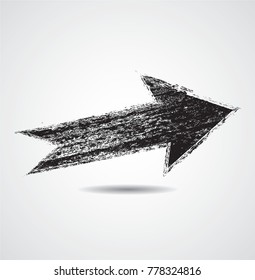 Grunge Dirt Arrow Vector. Dry Brush Stroke . Curved arrow set . sideways. black sign.  element for your design . distressed direction