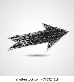 Grunge Dirt Arrow Vector. Dry Brush Stroke . Curved arrow set . sideways. black sign.  element for your design . distressed direction