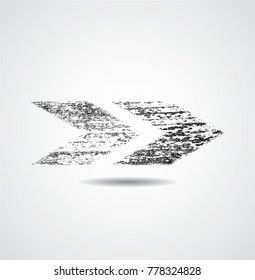 Grunge Dirt Arrow Vector. Dry Brush Stroke . Curved arrow set . sideways. black sign.  element for your design . distressed direction