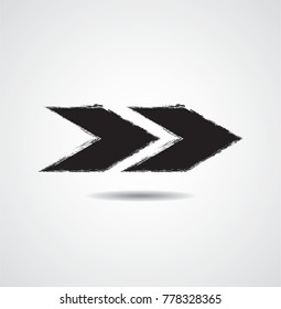 Grunge Dirt Arrow Vector. Dry Brush Stroke . Curved arrow set . sideways. black sign.  element for your design . distressed direction
