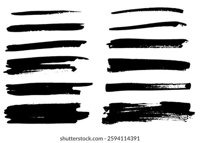 Grunge Dirt Brush Stroke Set Vector Illustration. Hand Drawn Paint Brush Stroke Textures for Ink Paint, Graphic Design, Dirt Elements, Texture. Trendy Dirty Brush Collection. Not AI