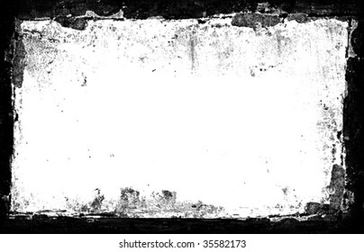 a grunge dirty black frame on a white background