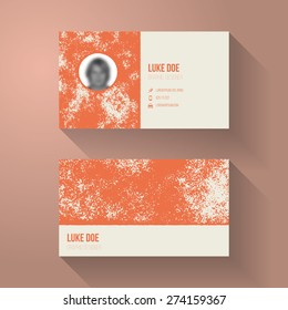 Grunge Dirty Business Card Template with Photo - Self Promo Element - Vector Illustration