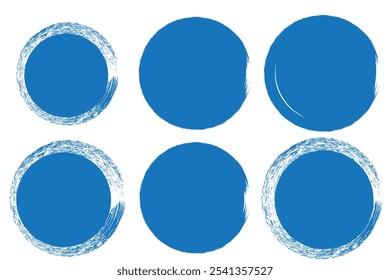 grunge dirty circles. Brush-paint vector textures. Sponge circle stamp texture. Hand-drawn ink elements. Round. Circle grunge stamp set. Round vector isolated on white background. Black stamp vector