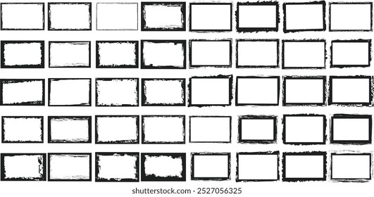 Grunge and dirty distressed texture Rectangular Brush Photo frame set for T-Shirt and logo.