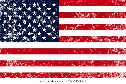 Grunge dirty old American flag.