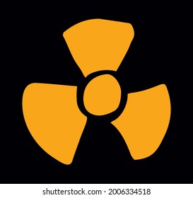 Grunge dirty shape old death threat war weapon label white text space. Outline black hand drawn bio nuke ray roentgen lab research object logo badge web design abstract art doodle cartoon yellow style