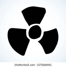 Grunge dirty shape old death threat war weapon label white text space. Outline black hand drawn bio nuke ray roentgen lab research object logo badge web design abstract art doodle cartoon yellow style