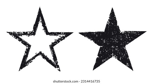 Grunge dirty star icons.Distress stars.