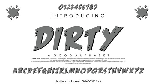  Grunge and dirty Texture alphabet font Vector brush letters. Minimal technology typography, Creative urban sport fashion futuristic font and with numbers. vector illustration eps 10