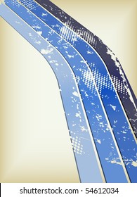 Grunge Disco Blue Background in Perspective. Editable Vector Illustration
