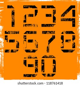 grunge display numbers on orange