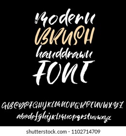 Grunge distress font. Modern dry brush ink letters. Handwritten alphabet. Vector illustration.