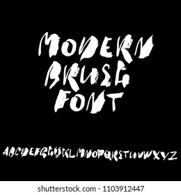 Grunge distress font. Modern dry brush ink letters. Handwritten alphabet. Vector illustration.