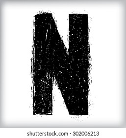 Grunge Distress Ink Splash Letter . Vector Destroy Style Hand Drawn Alphabet Font 