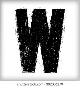 Grunge Distress Ink Splash Letter . Vector Destroy Style Hand Drawn Alphabet Font 