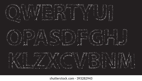 Grunge Distress Ink Splash Letters . Vector Destroy Style Hand Drawn Alphabet Font 