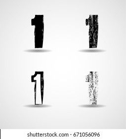 Grunge Distress Ink Splash numbers . Vector Destroy Style Hand Drawn Alphabet numbers.