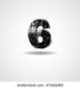 Grunge Distress Ink Splash numbers . Vector Destroy Style Hand Drawn Alphabet numbers.