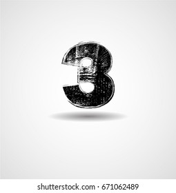 Grunge Distress Ink Splash numbers . Vector Destroy Style Hand Drawn Alphabet numbers.