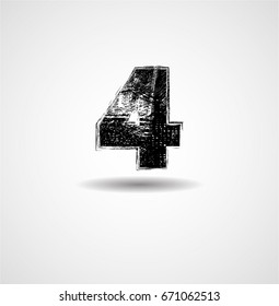 Grunge Distress Ink Splash numbers . Vector Destroy Style Hand Drawn Alphabet numbers.