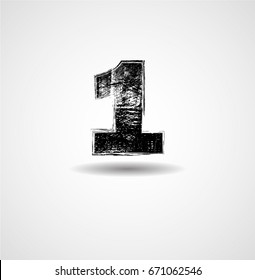 Grunge Distress Ink Splash numbers . Vector Destroy Style Hand Drawn Alphabet numbers.