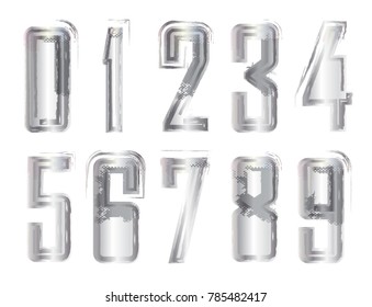 Grunge Distress Ink Splash numbers . Vector Destroy Style Hand Drawn Alphabet numbers 