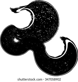 Grunge Distress Textured Design Element . Black Painted Brush Stroke . Used As Banner , Infographic , Template , Logo .