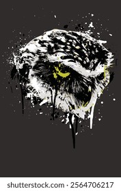 Grunge distressed animal art with splatter and brush ink.