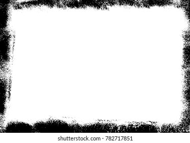 Grunge distressed background, vector template, dusty and grainy wallpaper. Hand painted with paint roller . Black border on white