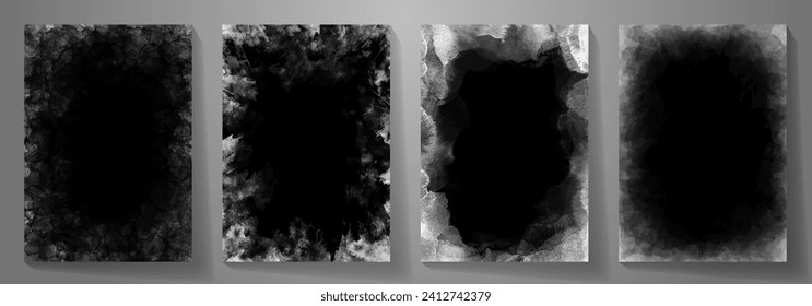 Grunge distressed edge paper vector texture overlay overlay for cover design. Black and white grunge set illustration for for your design.