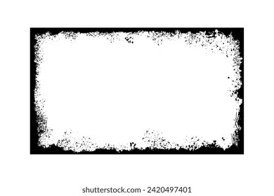 Grunge bedrückte Rahmen. Tinte leeren schwarzen Rand. Vektorgrafik einzeln auf weißem Hintergrund.