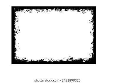Grunge distressed frame  isolated on white background. Ink empty black border. Vector illustration